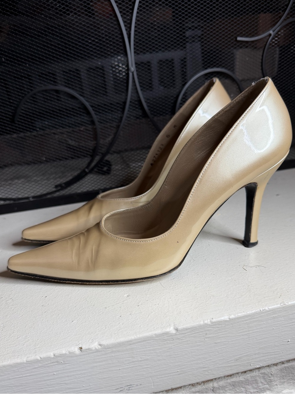 Stuart Weitzman Patent Stiletto Pumps Pointed Toe High Heels Minimalist Size 6